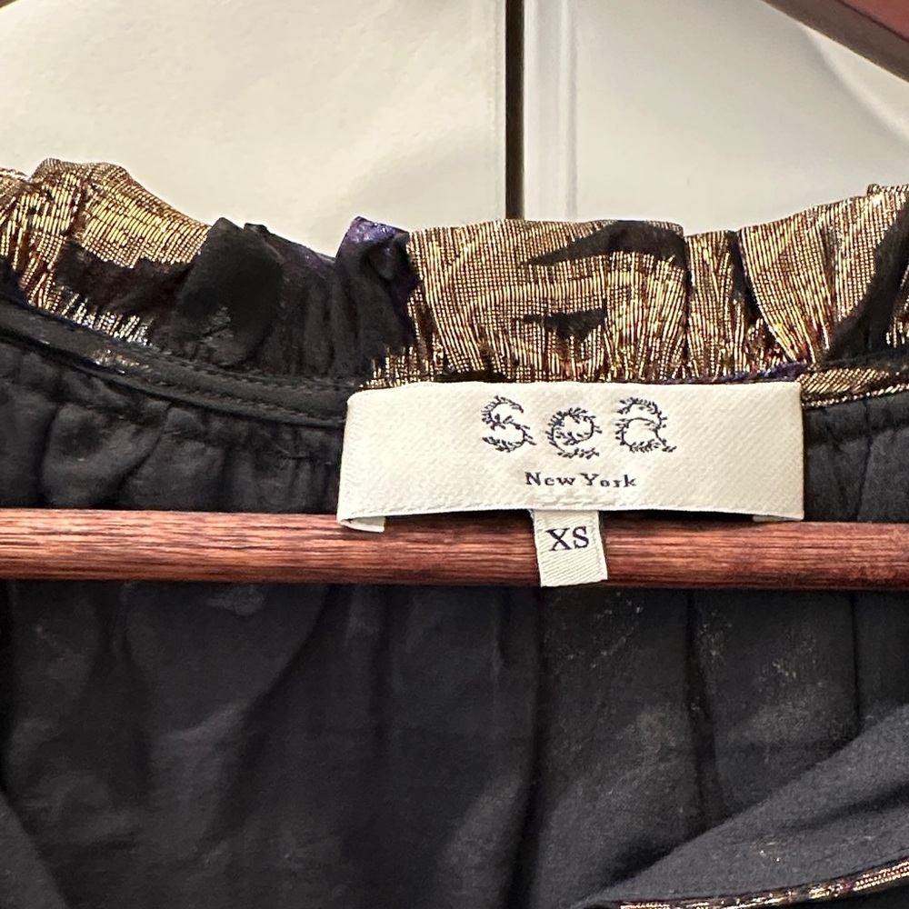 Sea NYC Leandra Black, Purple and Gold Floral Top Blouse, XS - Picture 4 of 8